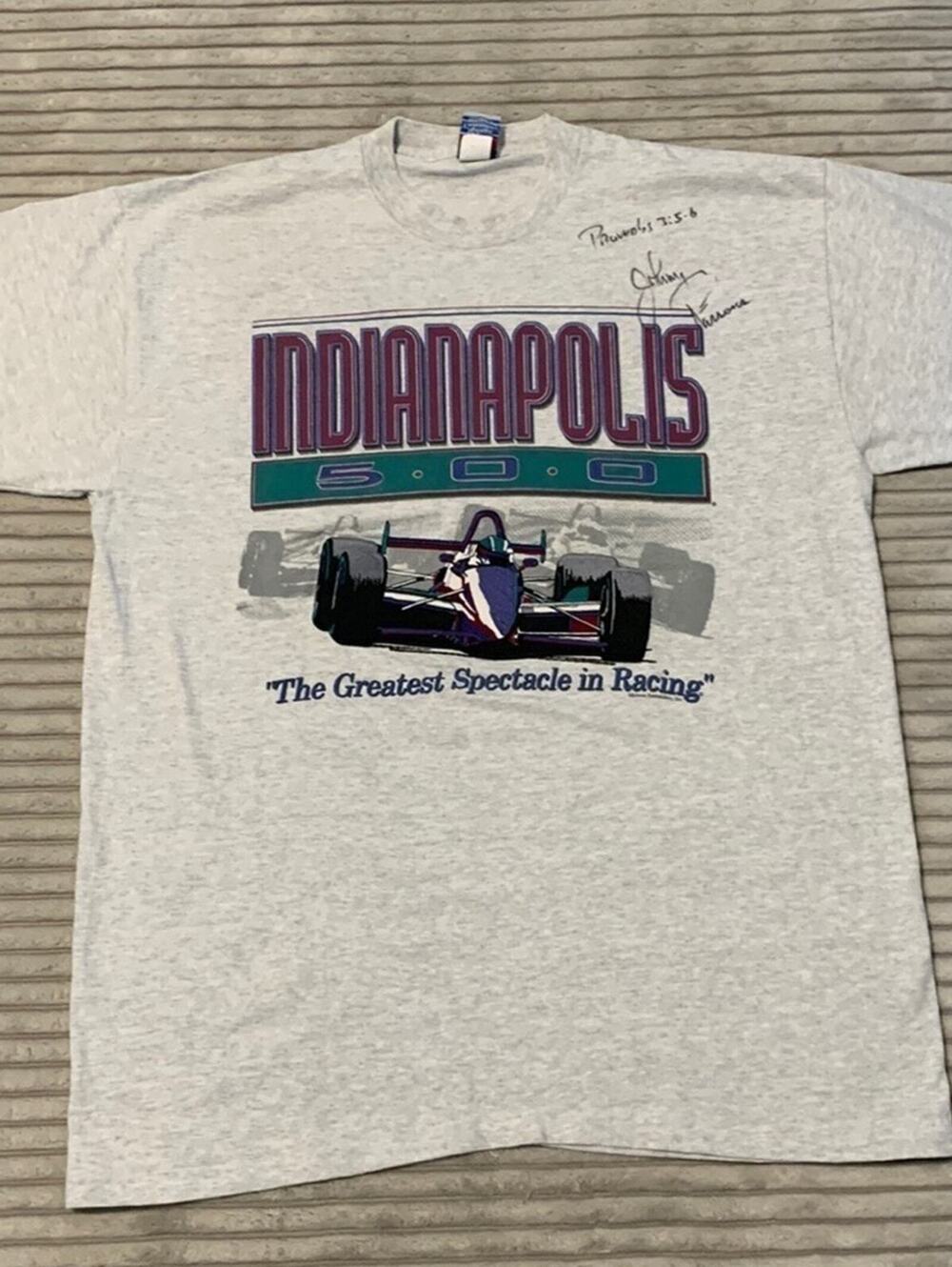 Vintage Indianapolis 500 T-Shirt XL Signed Johnny Parsons Indy 500 Racing